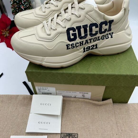 Men’s Gucci Rython 25 low top leather sneakers size 12.5 made in Italy - Picture 2 of 9